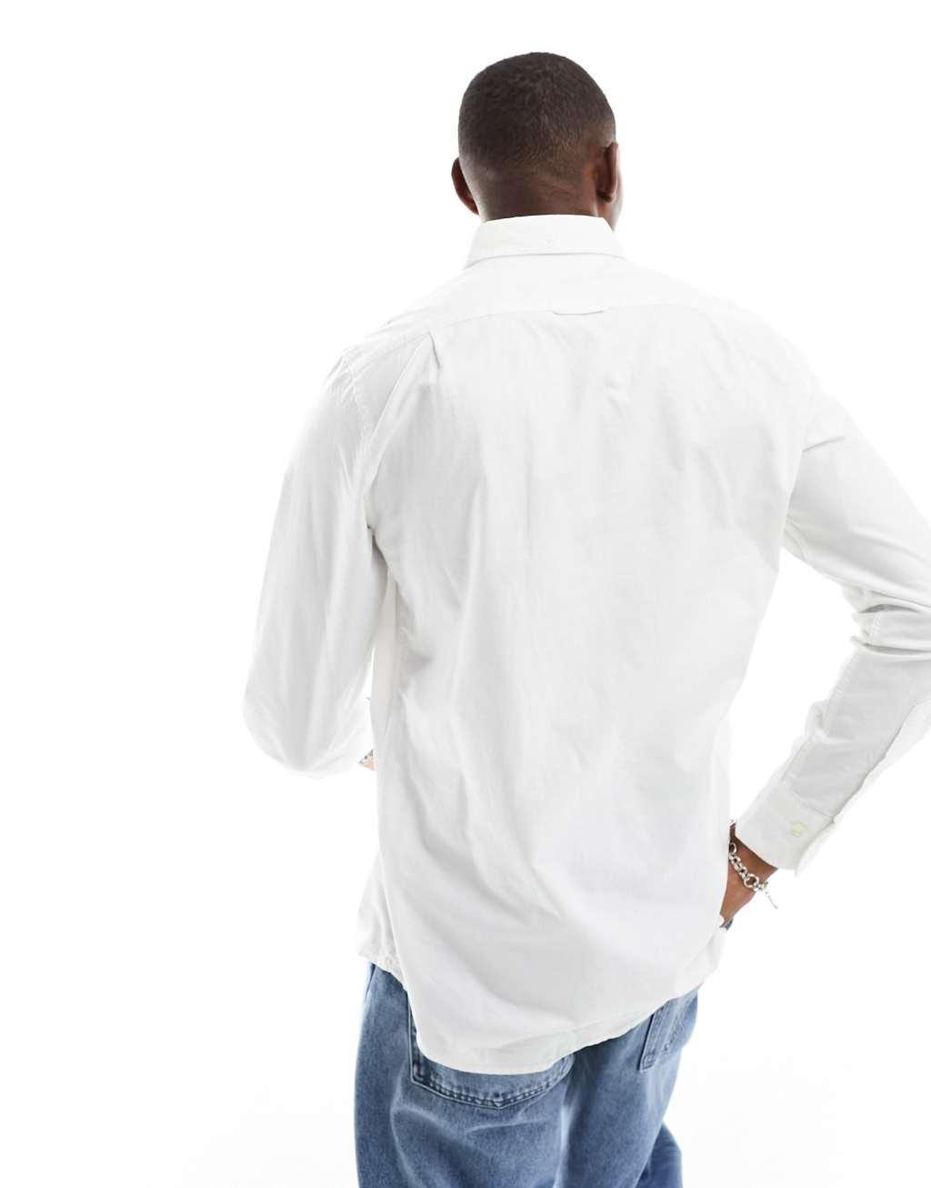 GANT icon logo slim fit oxford shirt in white Product Image