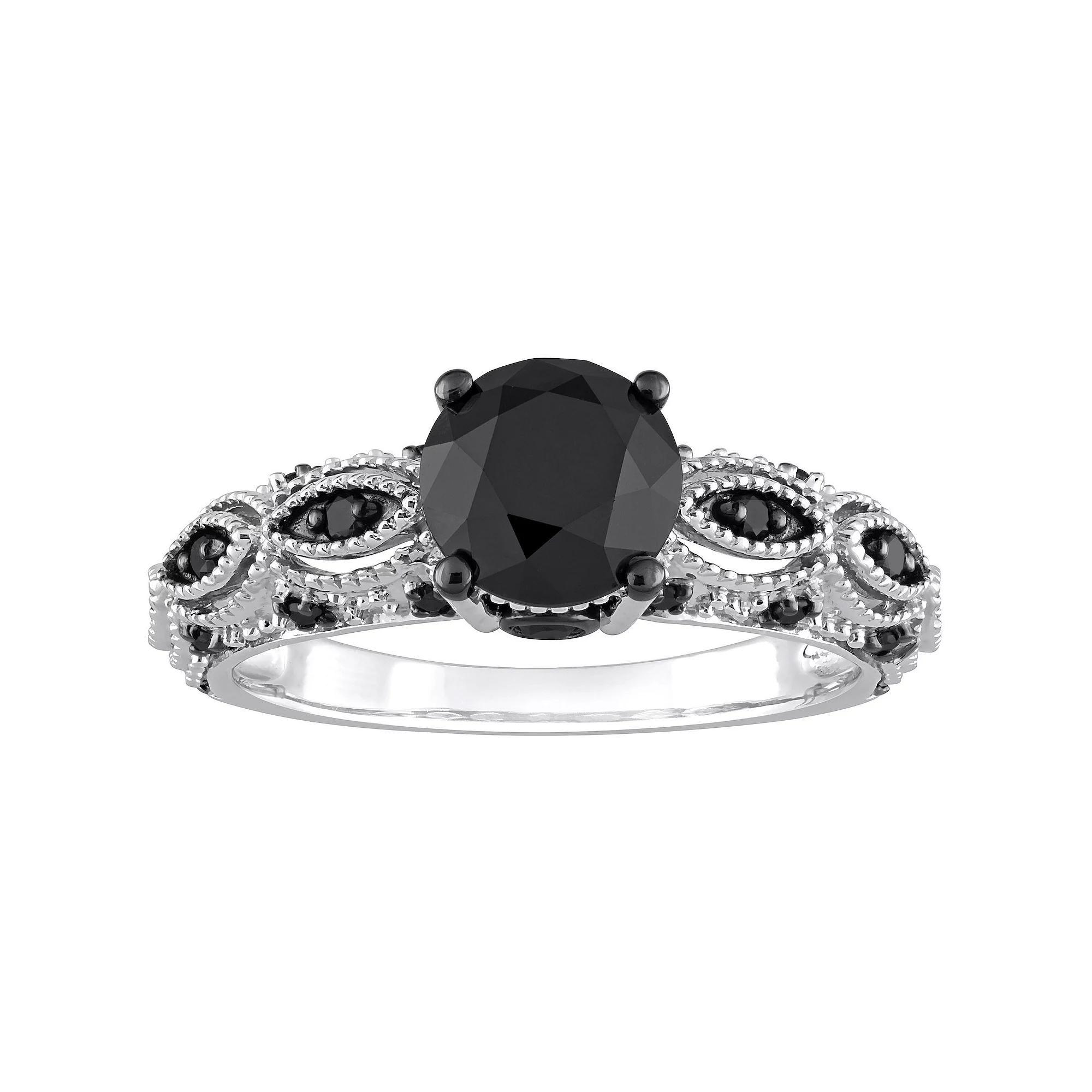 Stella Grace 10k White Gold 2 Carat T.W Black Diamond Engagement Ring, Womens 14k Whgold Product Image