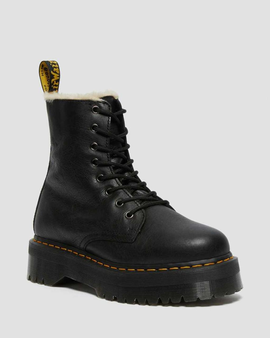 DR. MARTENS' Jadon Leather Faux Fur Lined Platform Boots In Black Product Image