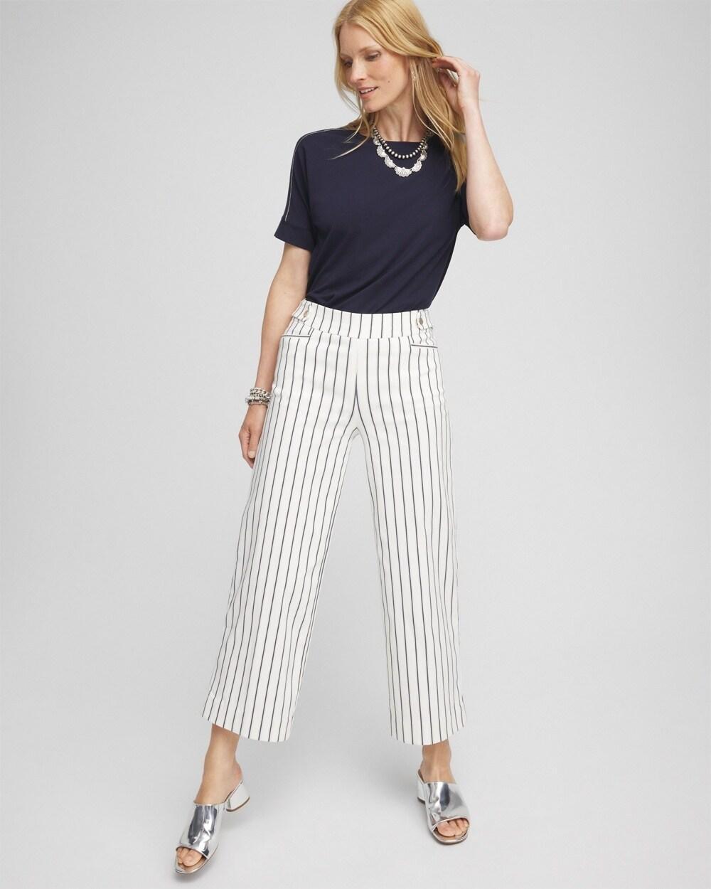 Brigitte Double Stripe Wide Leg Cropped Pants Product Image