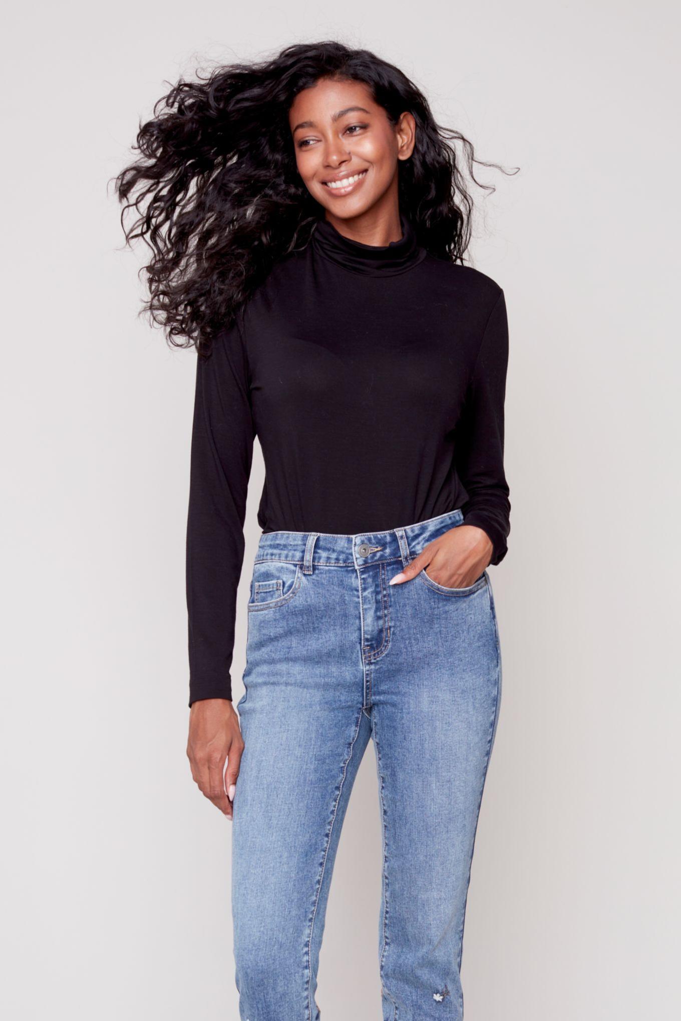 Embroidered bottom slim pant Product Image