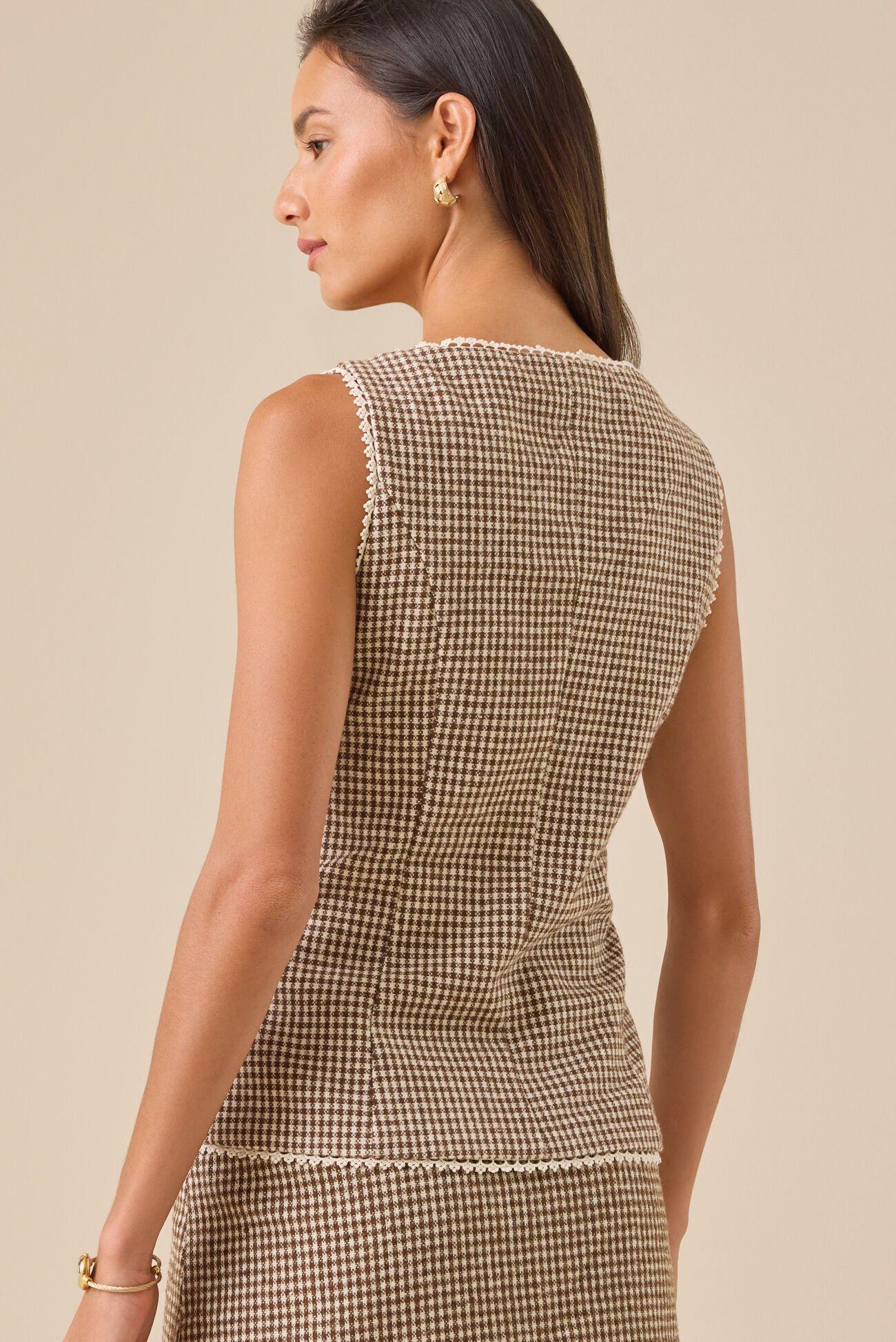 Lucy Lace Trim Button-Up Vest Product Image