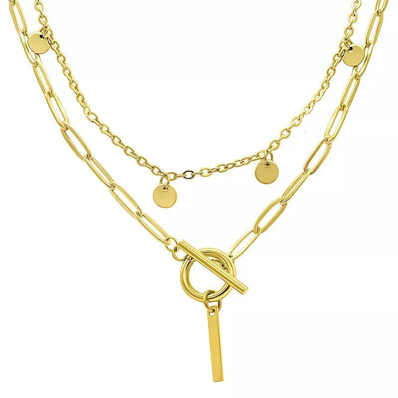 Adornia 14k Gold Plated Layered Initial Toggle Necklace, Women's, Size: 17-19" ADJ Product Image