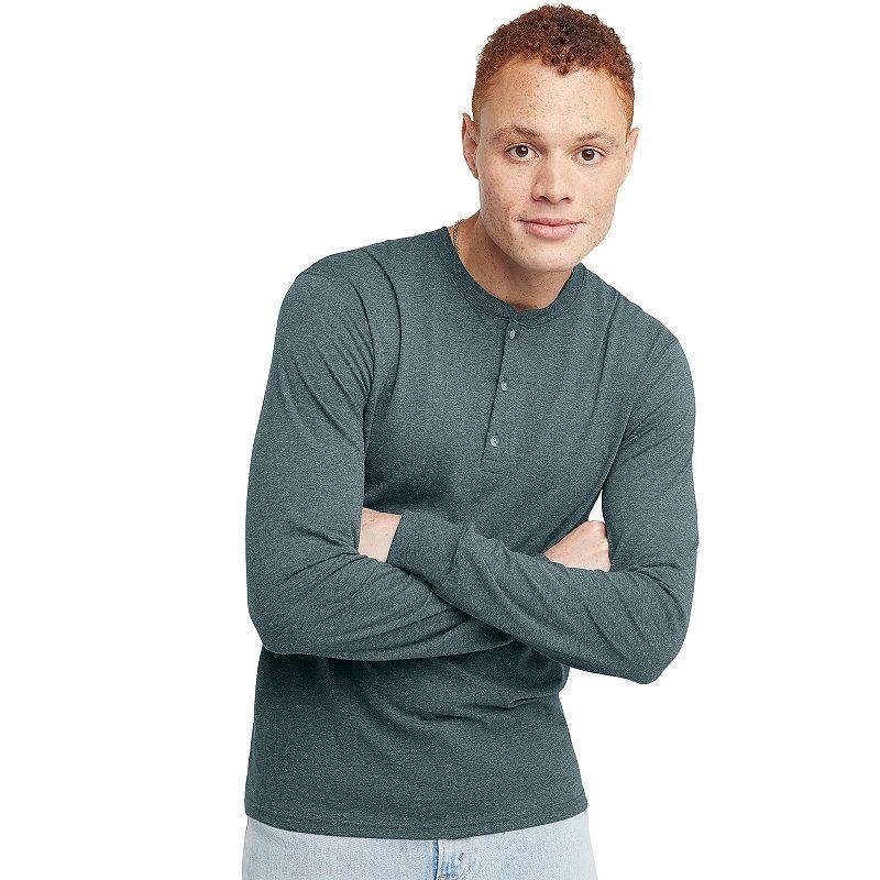Men's Hanes Originals Tri-Blend Henley, Size: Medium, Eco White Product Image