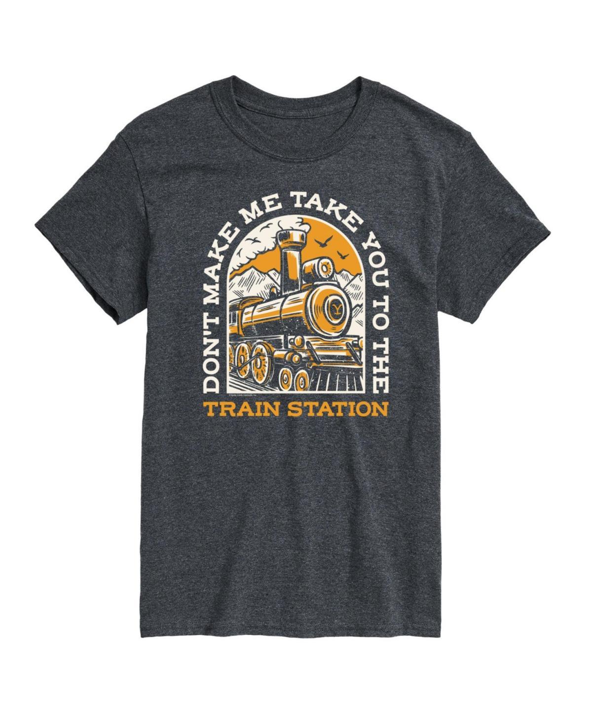 Mens Yellowstone Take You Train Station Graphic Tee Blue Product Image
