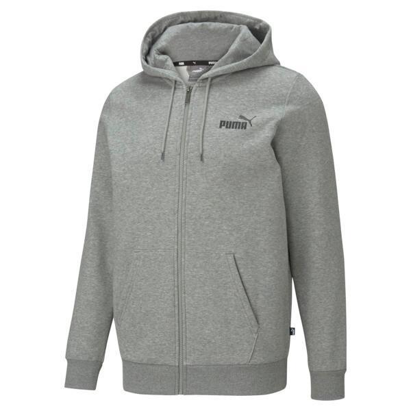 PUMA Essentials Full-Zip Logo Hoodie Men in Medium Grey Heather Product Image