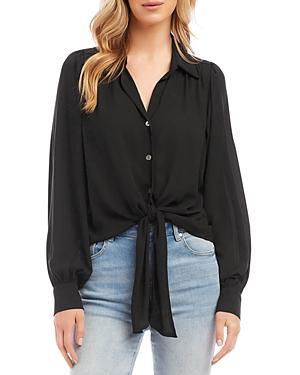 Karen Kane Tie Front Top (Iris) Women's Clothing Product Image