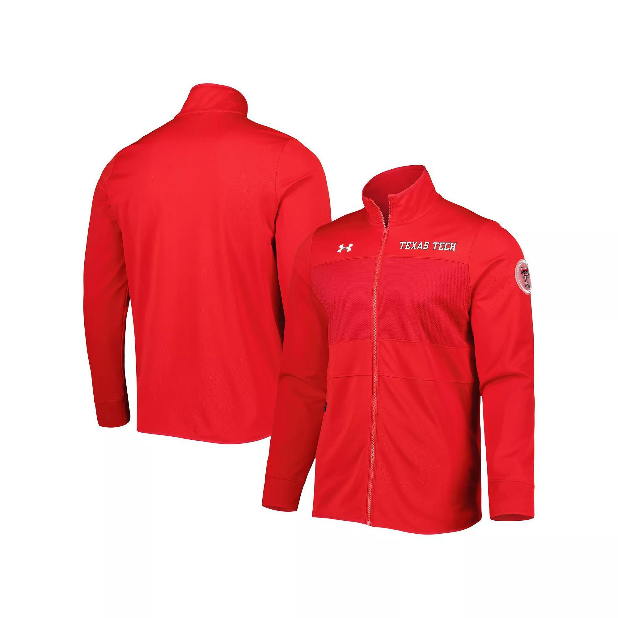 Men's Under Armour Red Texas Tech Red Raiders Knit Warm-Up Full-Zip Jacket, Size: Medium Product Image