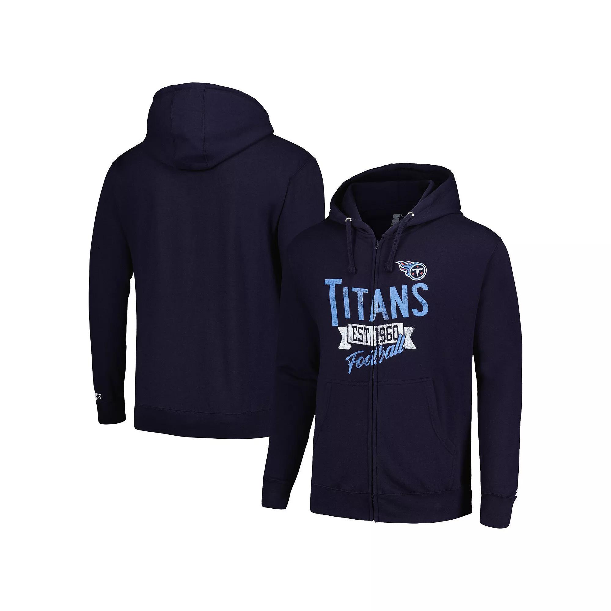 Men's Starter Navy Tennessee Titans Domestic Post Season Full-Zip Hoodie, Size: 2XL, Blue Product Image