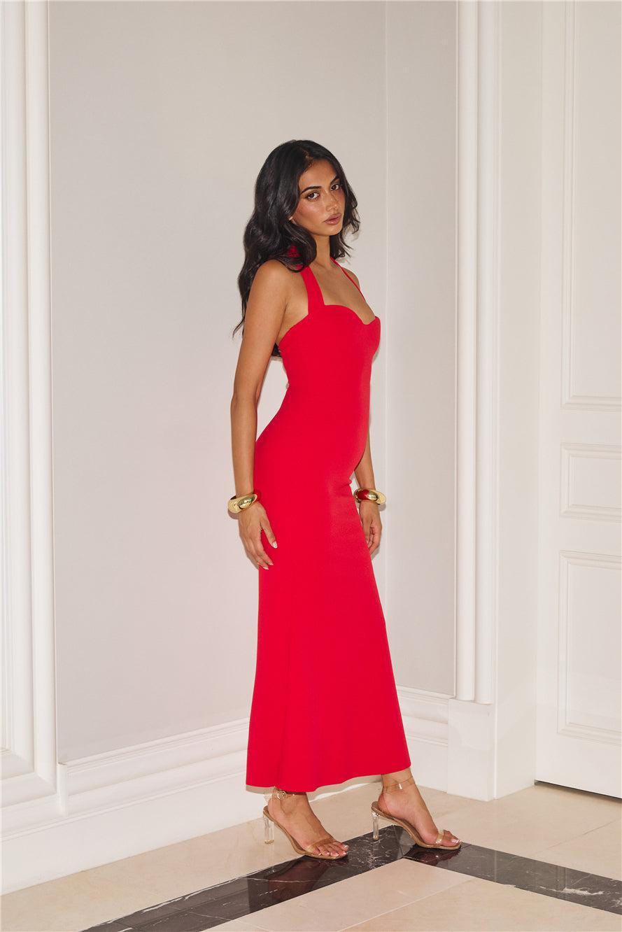 Flickers Of Fantasy Halter Maxi Dress Red Product Image