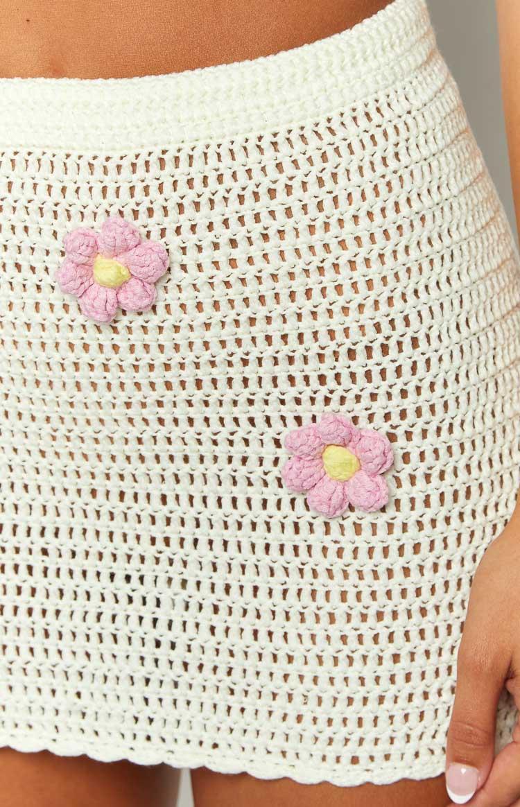 Flower Power White Mini Skirt Product Image