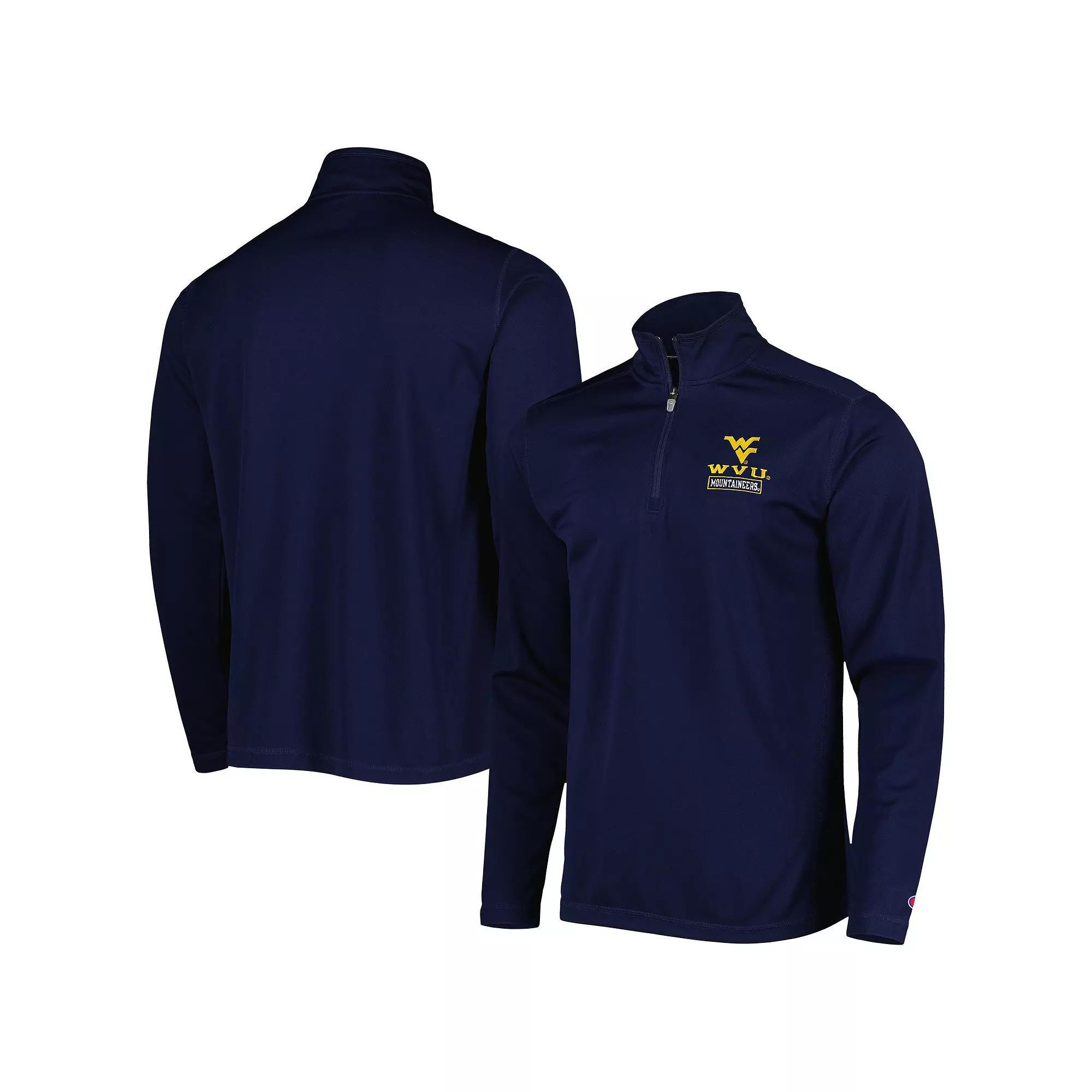 Men's Champion Navy West Virginia Mountaineers Textured Quarter-Zip Jacket, Size: 2XL, Blue Product Image