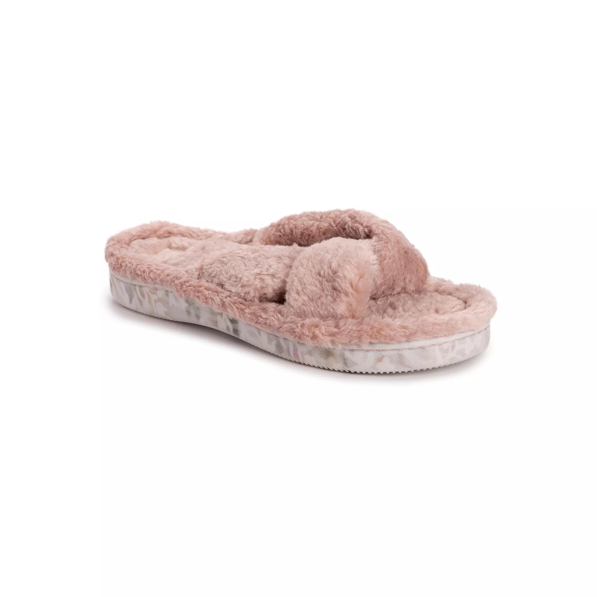 MUK LUKS Lesedi Shearling Womens Slide Slippers Blue Product Image