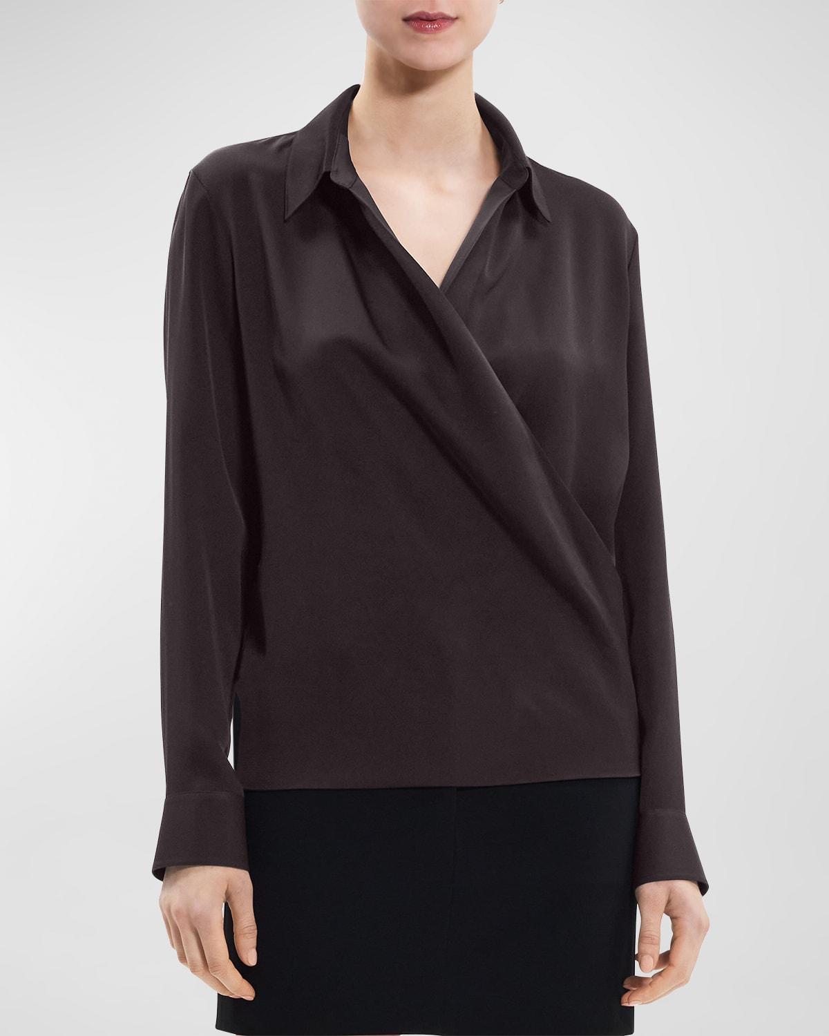 Womens Wrap Silk Blouse Product Image