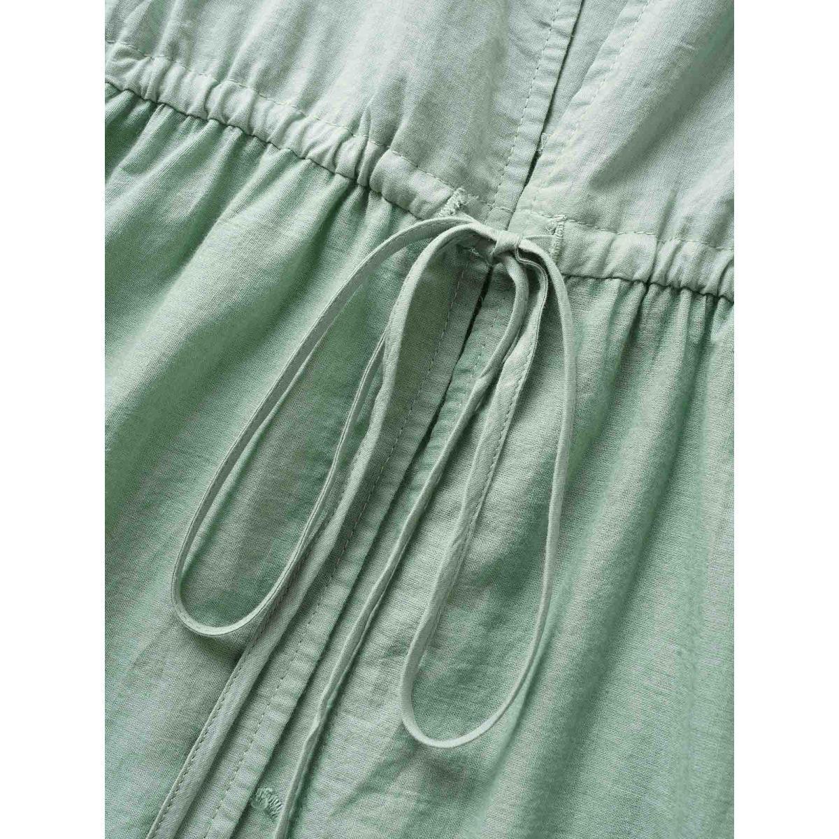 Plus Size Plain Broderie Anglaise Drawstring Kimono Women Mint Resort Embroidered Vacation Kimonos BloomChic 18-20/2X Product Image