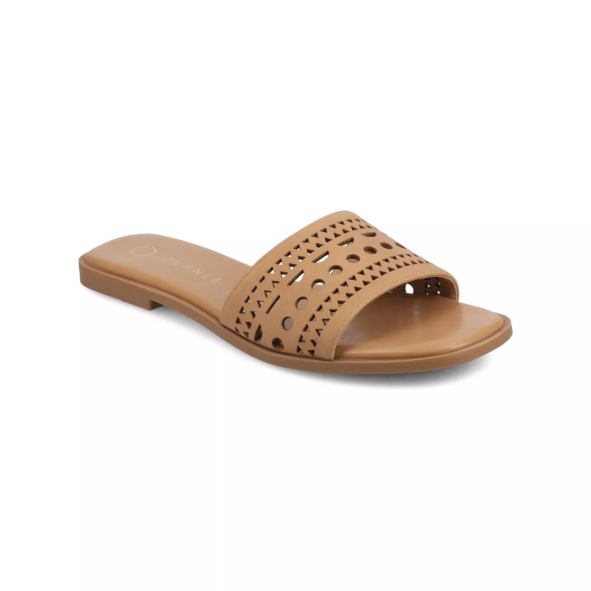 Journee Brodie Womens Geometric Cut Out Band Slide Sandals Product Image