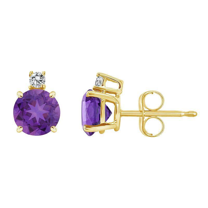 Celebration Gems 14k Gold Aquamarine & Diamond Accent Stud Earrings, Women's Product Image