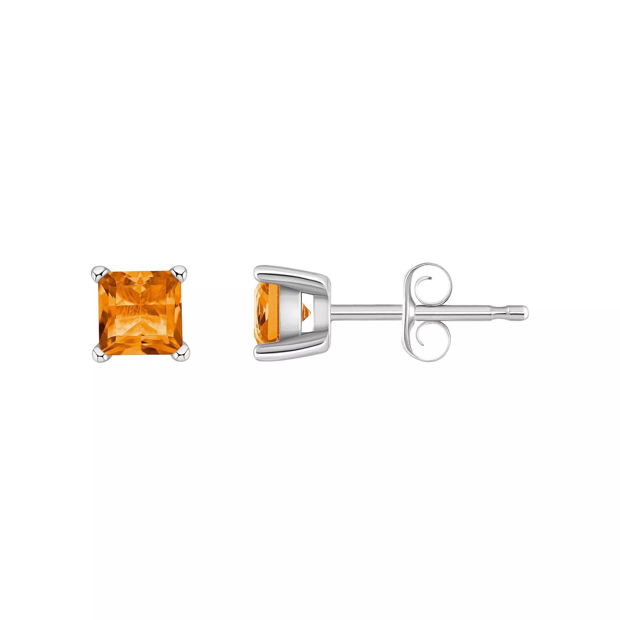 14k Gold 4 mm Princess Cut Amethyst Stud Earrings, Women's, 14k Yellow Gold Product Image