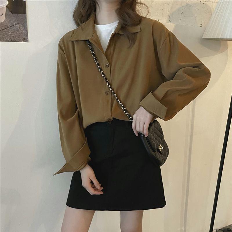 Long-Sleeve Plain Shirt Product Image