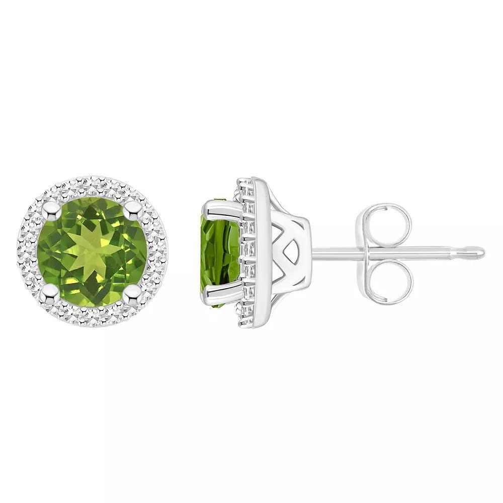 Celebration Gems Sterling Silver Gemstone & 1/5 Carat T.W. Diamond 6mm Halo Stud Earrings, Women's, Blue Topaz Product Image