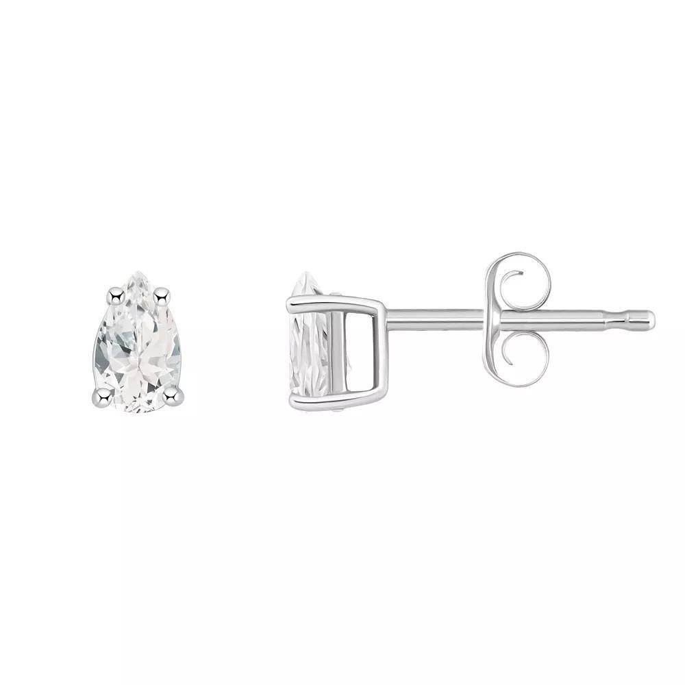 14k Gold Pear Shape Birthstone Stud Earrings, Women's, White Opal Oct Product Image