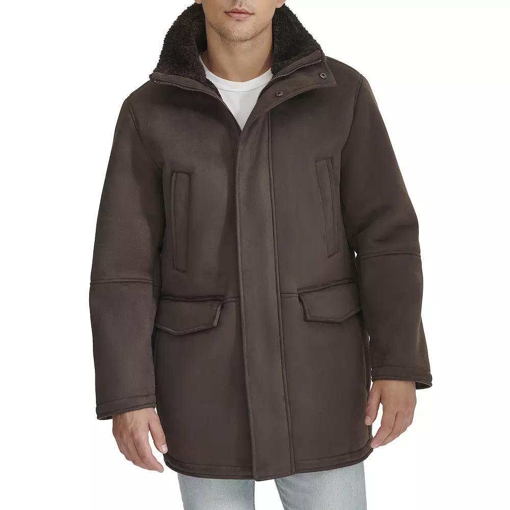 Men's Dockers® Faux Shearling 34" Walking Coat, Size: Medium, Dark Brown Product Image