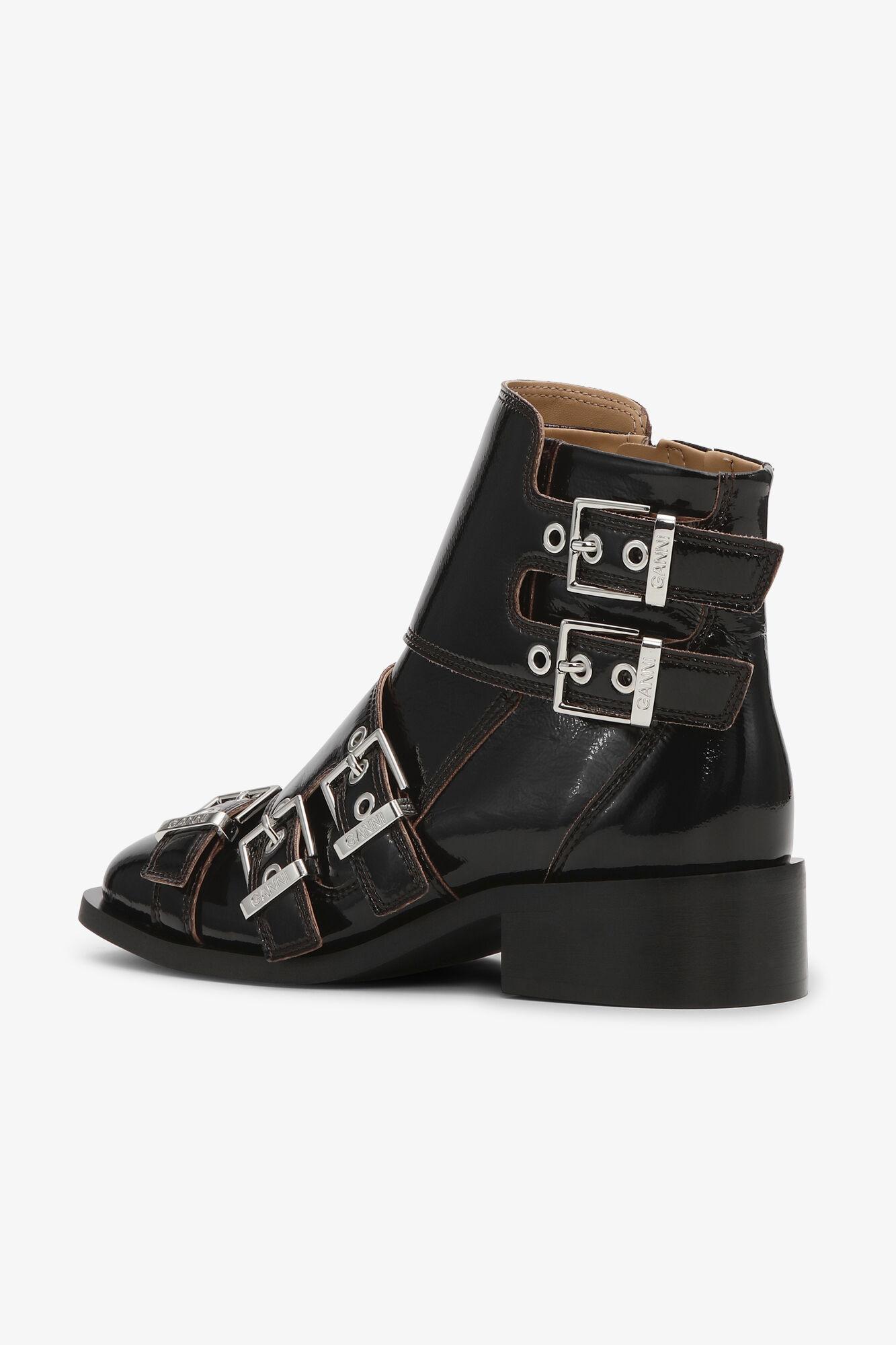 Black Feminine Buckle Naplack Boots Product Image