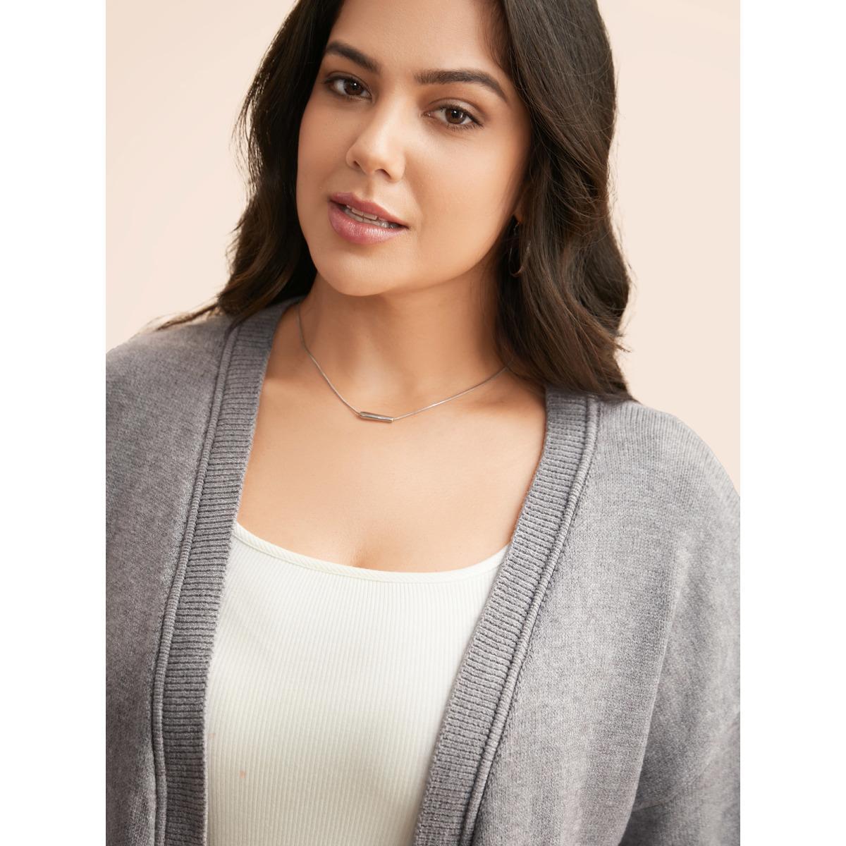 Plus Size Supersoft Essentials Open Pockets Cardigan DimGray Women Basics Loose Long Sleeve Everyday Cardigans BloomChic 26/4X Product Image