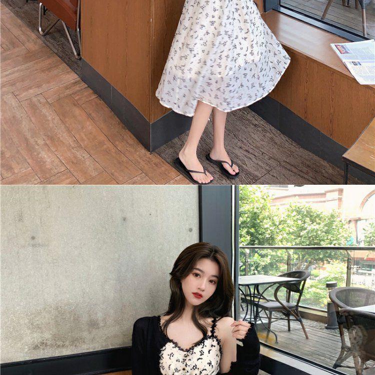 Spaghetti Strap Floral Print Midi A-Line Dress / Cardigan Product Image