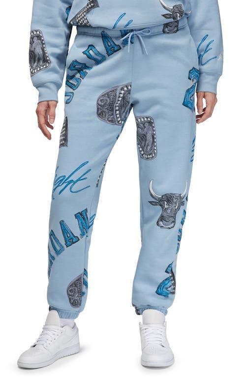Jordan Womens Brooklyn AOP Fleece Pants - Blue/Sail Product Image