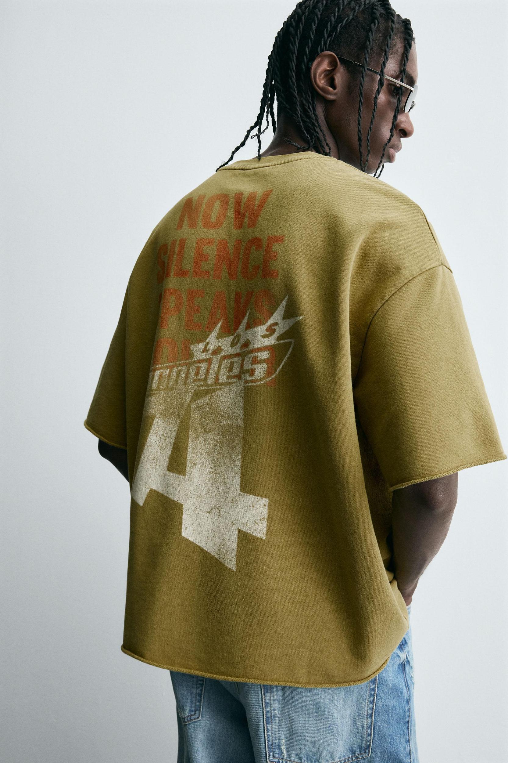 WASHED SWEATSHIRT WITH PRINTED TEXT Product Image