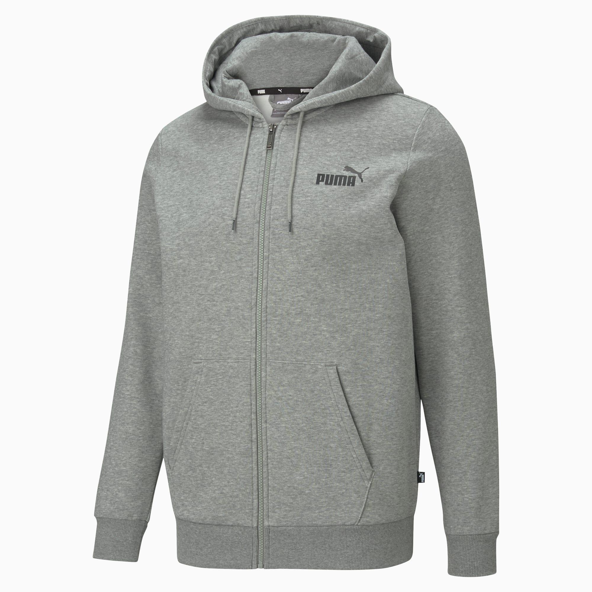 PUMA Essentials Full-Zip Logo Hoodie Men in Medium Grey Heather Product Image