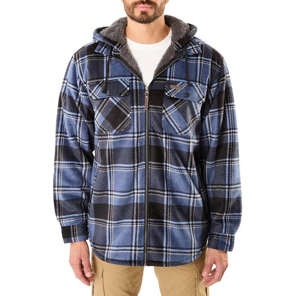 Men's Smith's Workwear Sherpa-Lined Microfleece Shirt-Jacket, Size: XL, Blue 467 Product Image