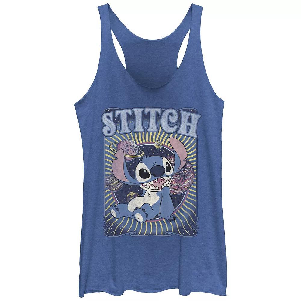 Disney's Lilo & Stitch Groovy Planets Juniors' Tri-Blend Racerback Tank Top, Girl's, Size: Large, Royal Grey Product Image