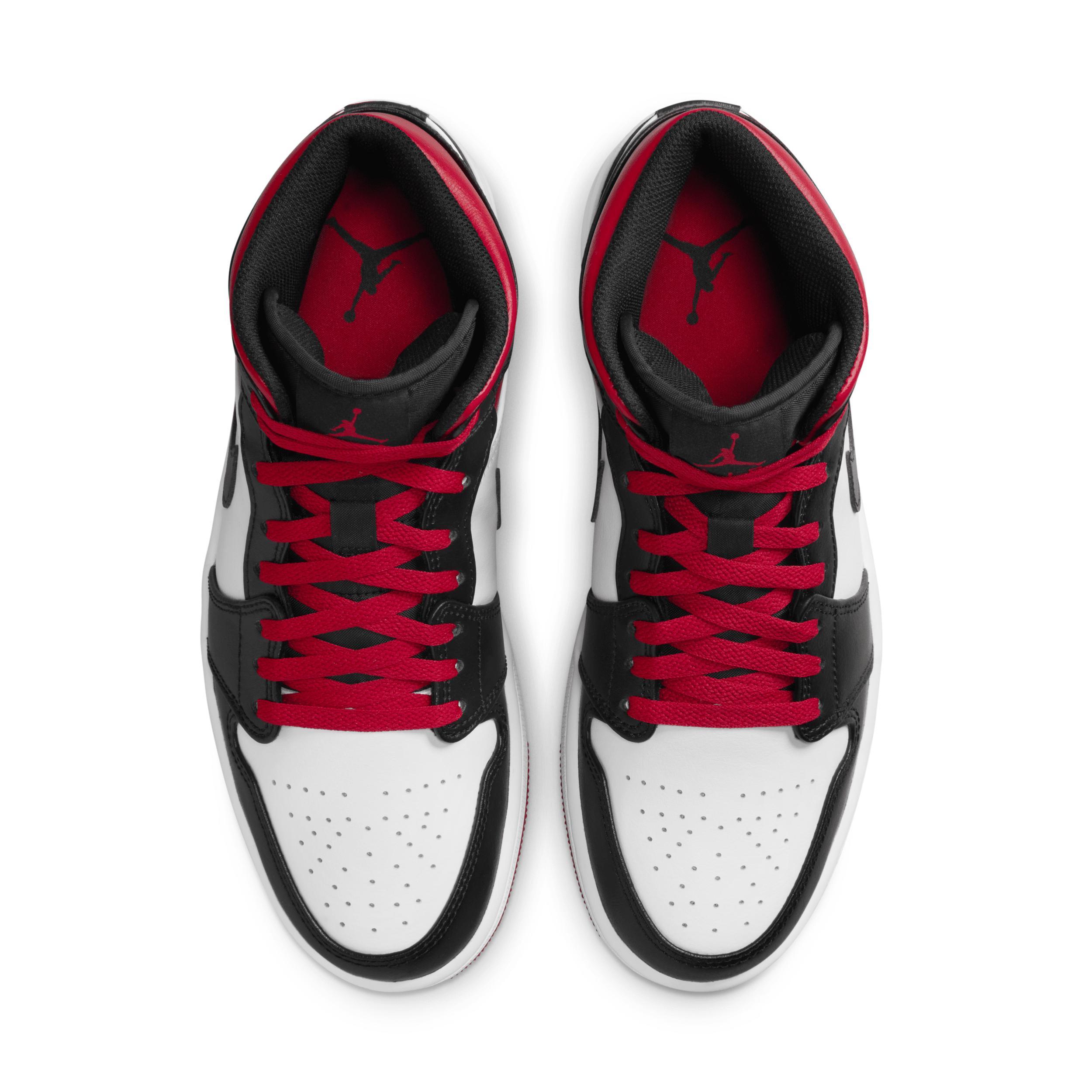 Jordan Mens AJ 1 Mid - Basketball Shoes Black/White/Red Product Image