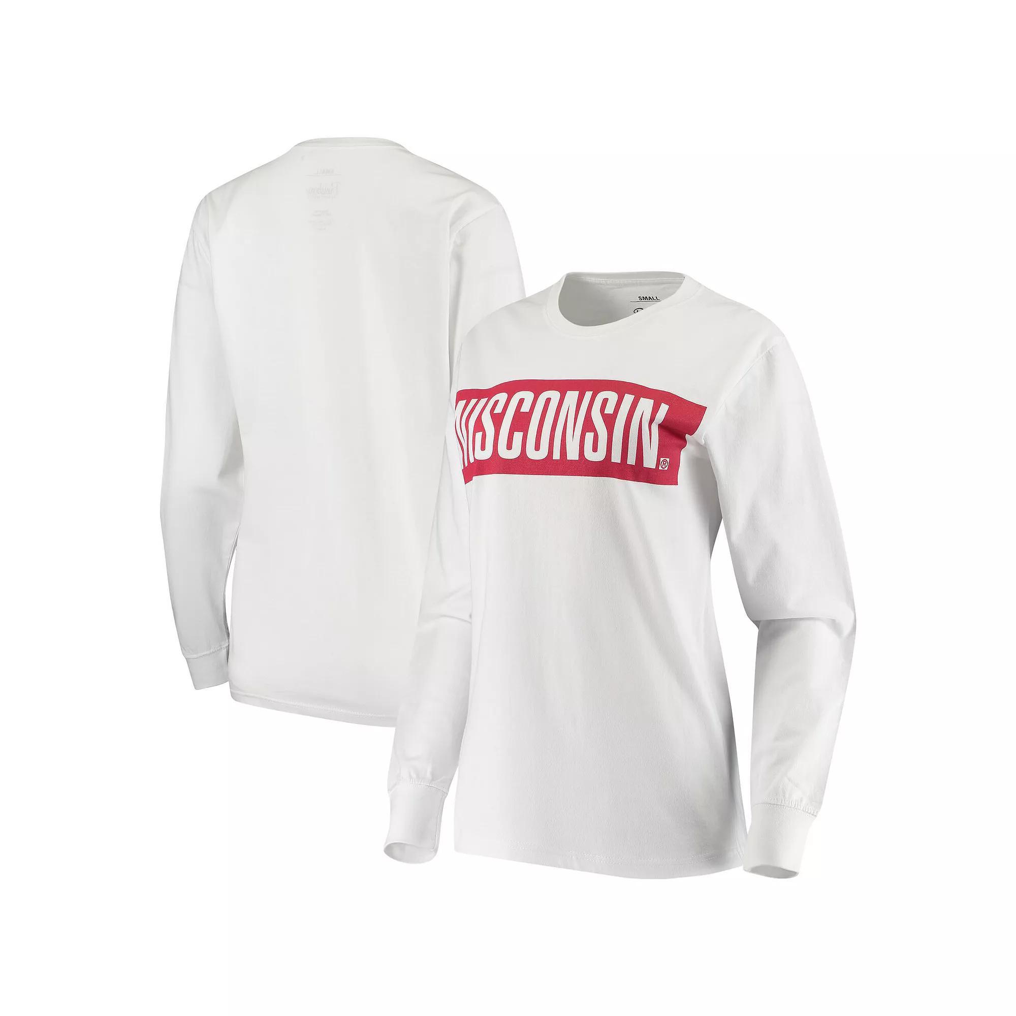 Women's Pressbox White Wisconsin Badgers Big Block Whiteout Long Sleeve T-Shirt, Size: Large Product Image