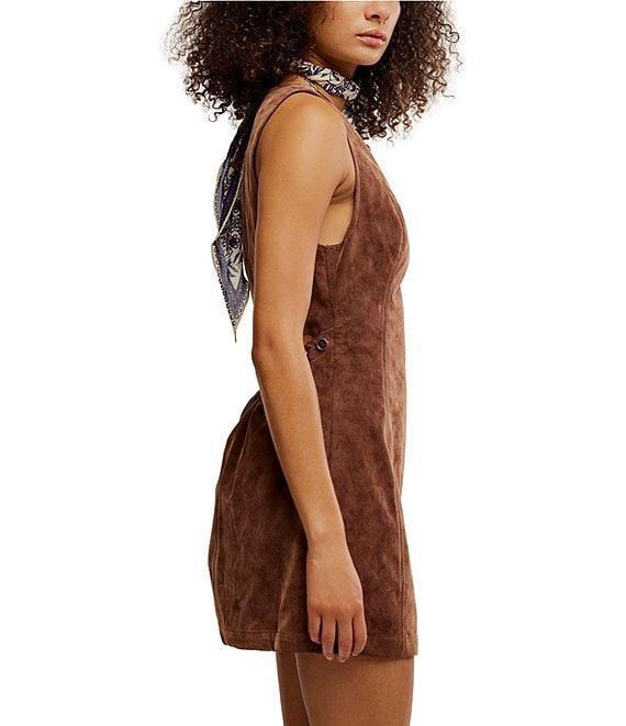 Free People Atlas Vegan Suede Crew Neck Sleeveless Back Cut-Out Mini Dress Product Image