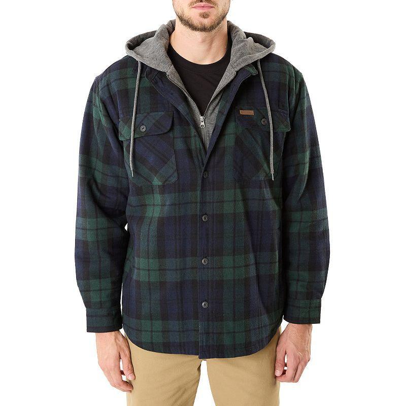 Big & Tall Smith's Workwear Sherpa-Lined Hooded Flannel Shacket, Men's, Size: 3XB, Blue Product Image