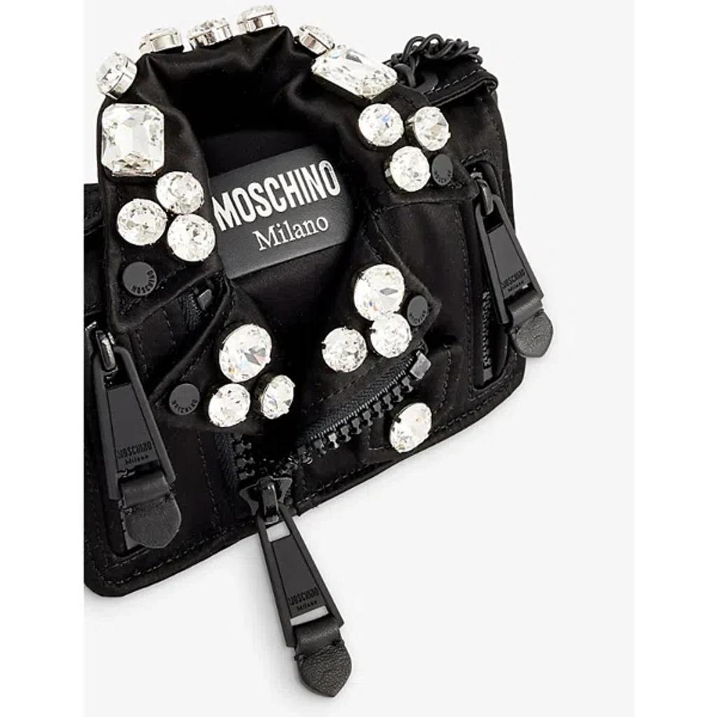 MOSCHINO Biker Cross Body Bag In Fantasy Print Black Product Image