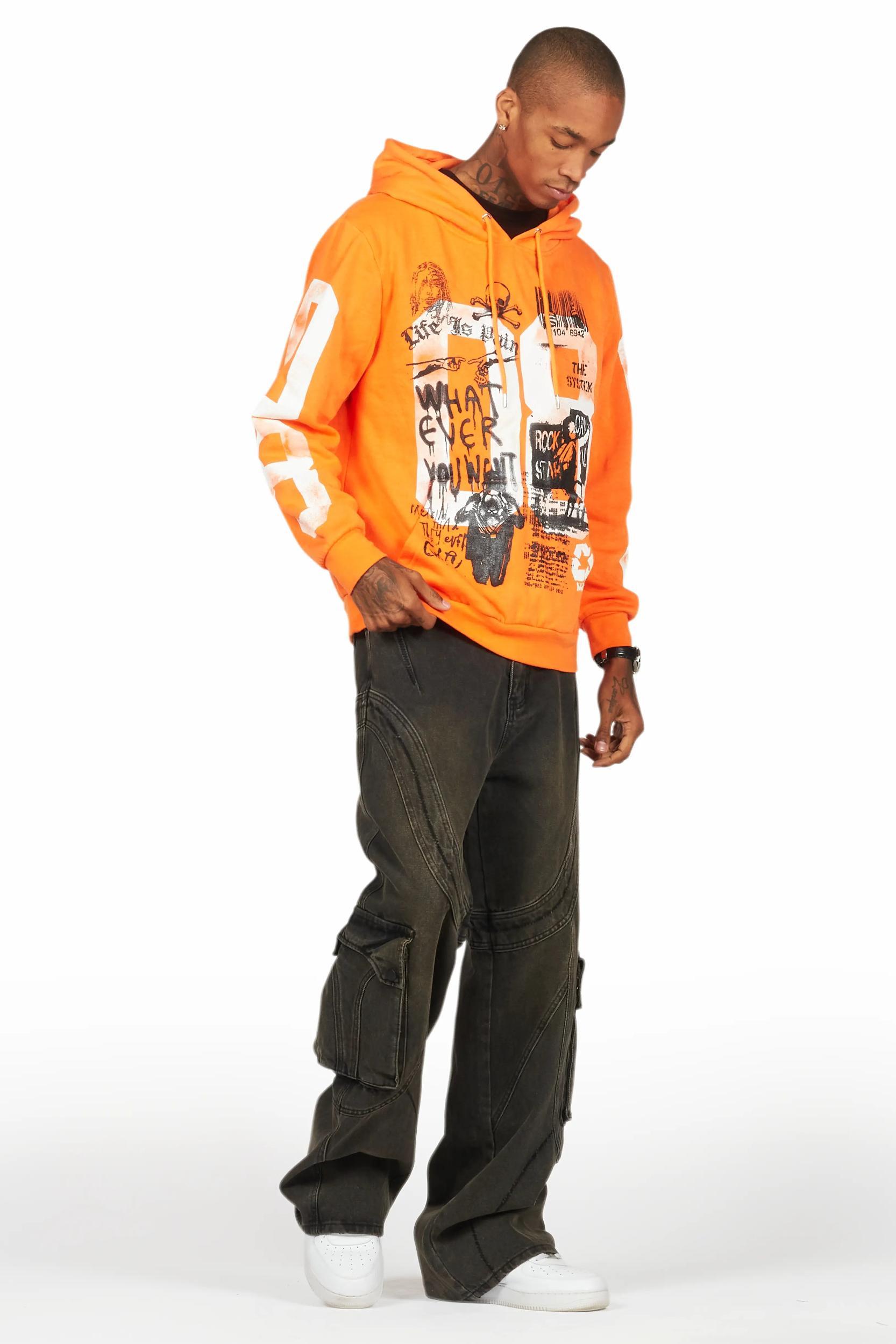 Grill Orange/White Graphic Hoodie Male Product Image