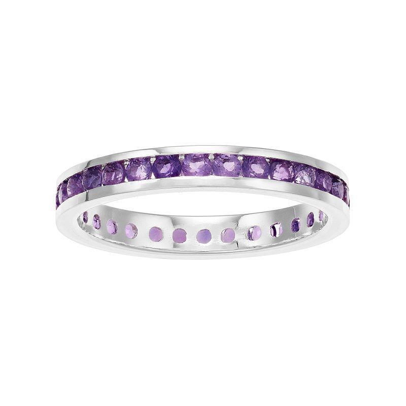 Traditions Jewelry Company Sterling Silver Channel-Set Lab-Created Emerald Birthstone Ring, Womens Product Image