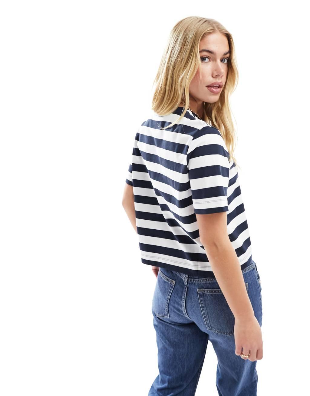 Selected Femme boxy fit T-shirt in navy stripe  Product Image