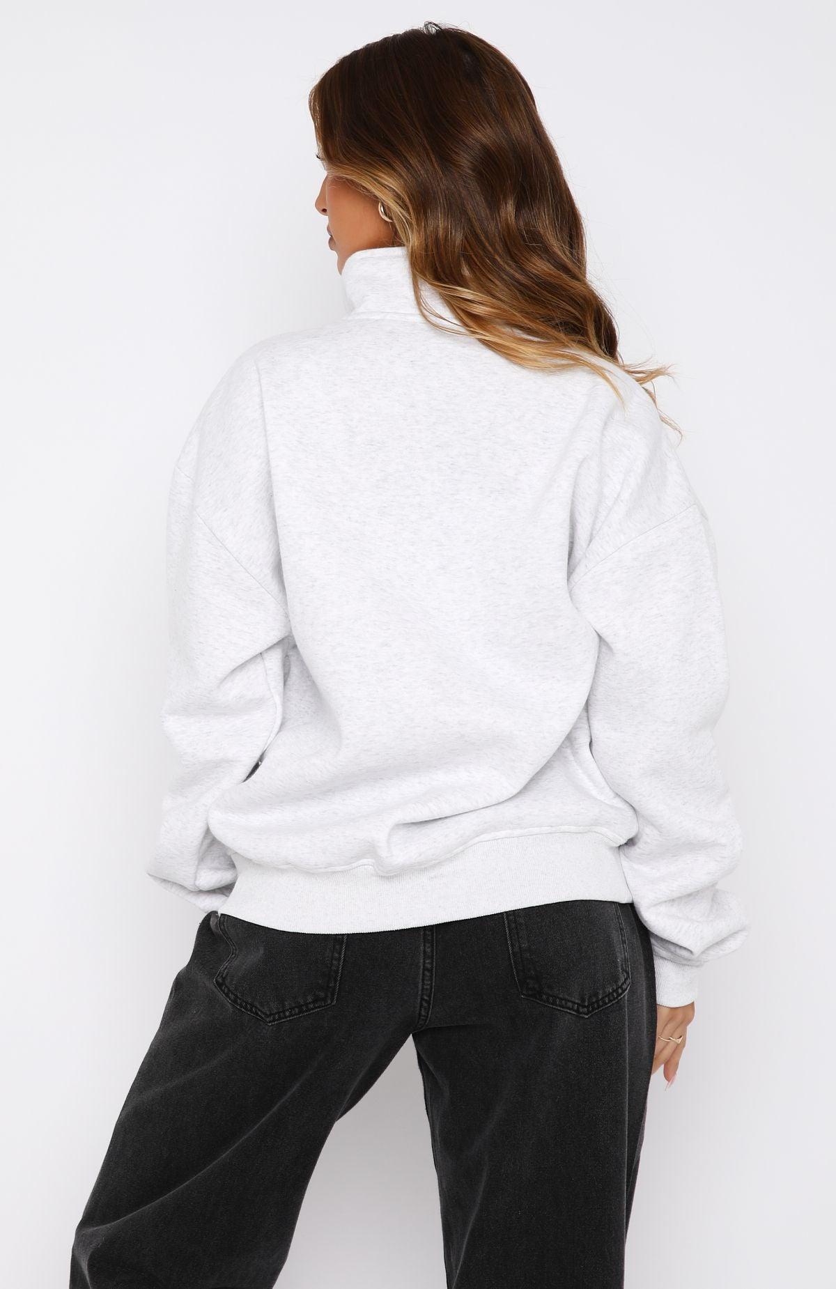 Like No One Else Zip Front Sweater Grey Marle Product Image