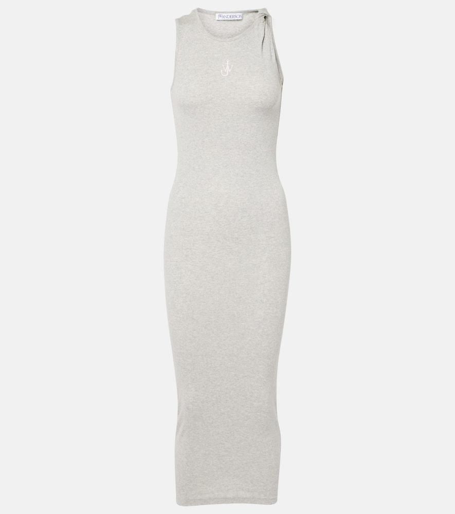 JW ANDERSON Twisted Knit Organic Cotton Midi Dress In Grey Product Image