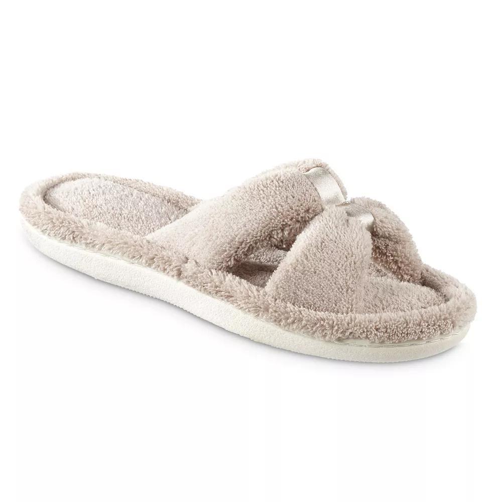 Women's isotoner Memory Foam Microterry X-Slide Slippers with Satin Trim, Size: 7-8, Black Product Image