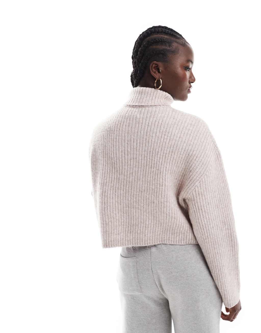ONLY long sleeve rollneck sweater in off white  Product Image