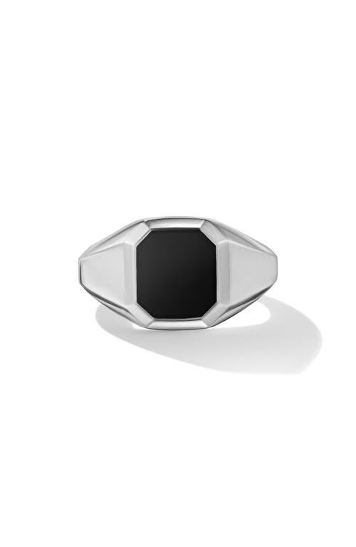 David Yurman Mens Streamline Signet Ring in Sterling Silver with Black Onyx, 14mm Product Image
