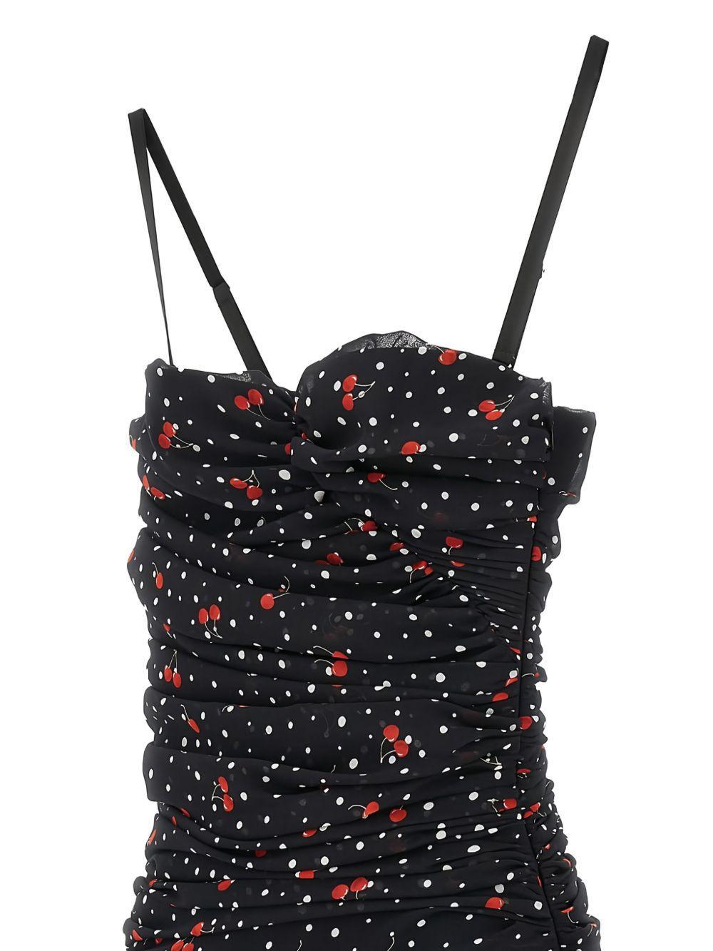 ruched cherry polka-dot dress Product Image