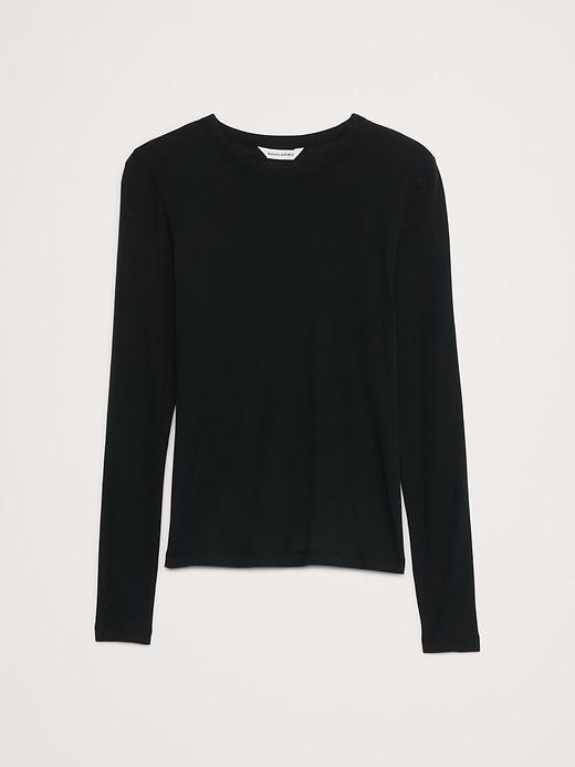 Airy Cotton Crepe Crew-Neck T-Shirt Product Image