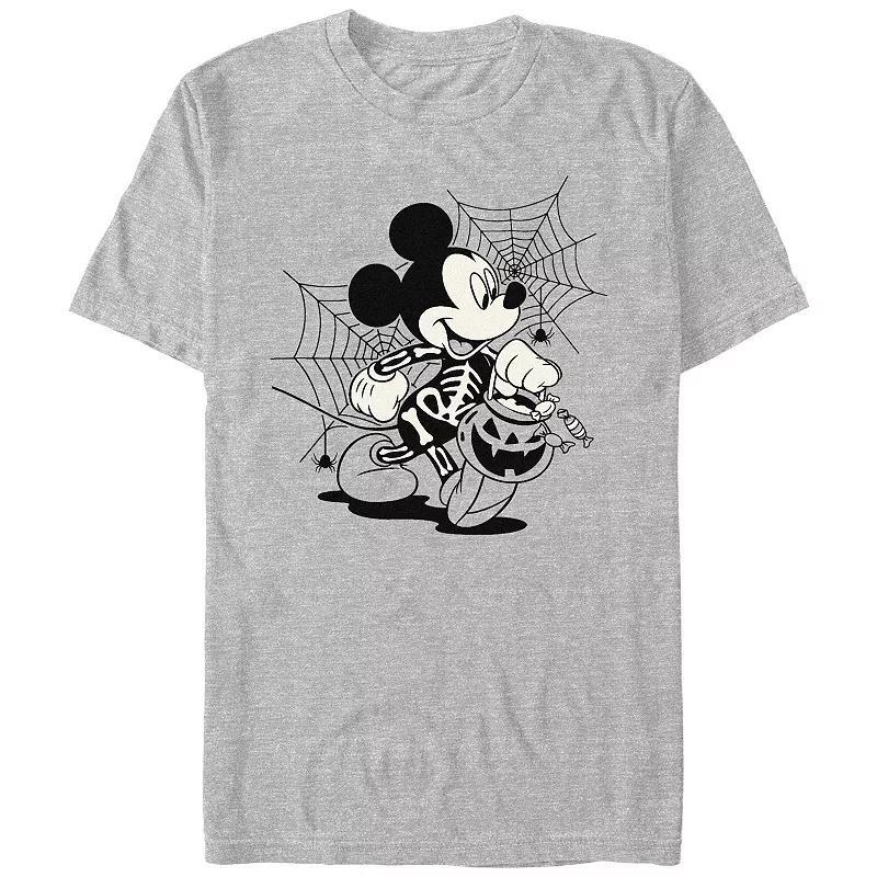 Disney's Mickey Mouse Skeleton Costume Trick Or Treating Men's Graphic Tee, Size: XL, Athletic Grey Product Image